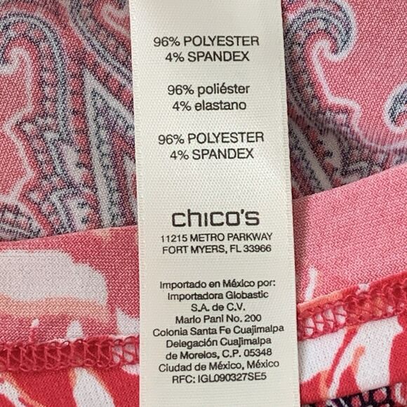 Chico's One Shoulder Blouse Slinky Stretchy Paisley Scarf Print Size 3 (XL) Pink - Picture 14 of 16